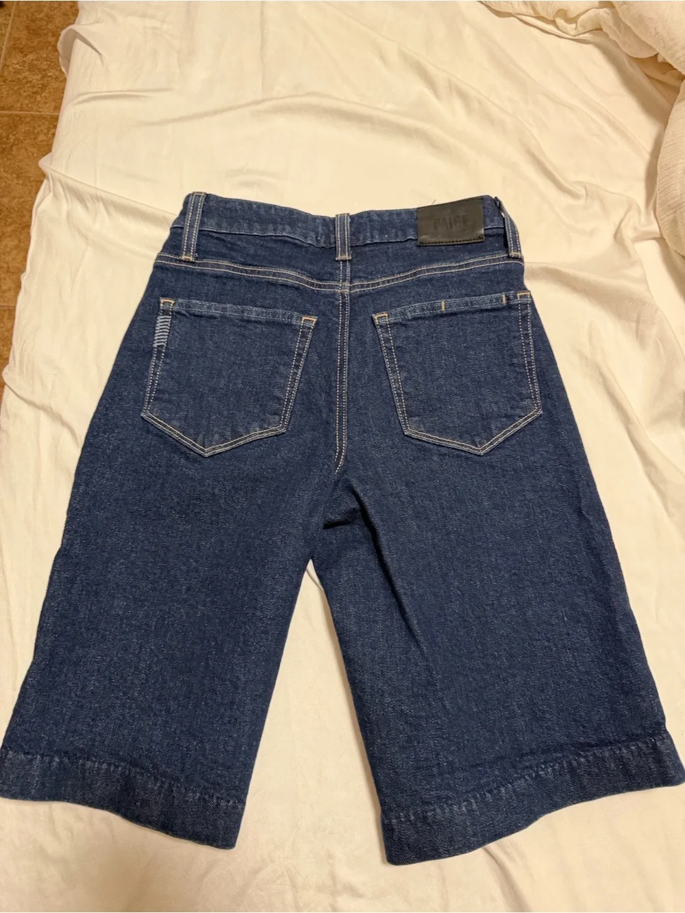 PAIGE Dark Blue Denim Bermuda Shorts